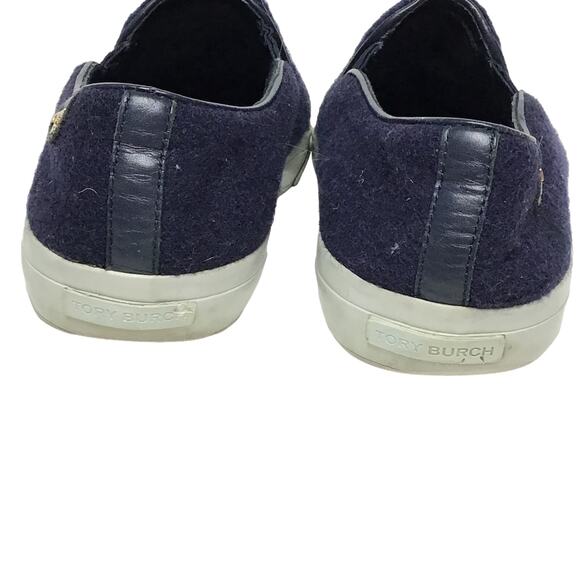 Tory Burch RUDI Stardust Ombre Slip On Sneaker Navy Blue Olive Green Wool Felt 7 - Picture 10 of 11